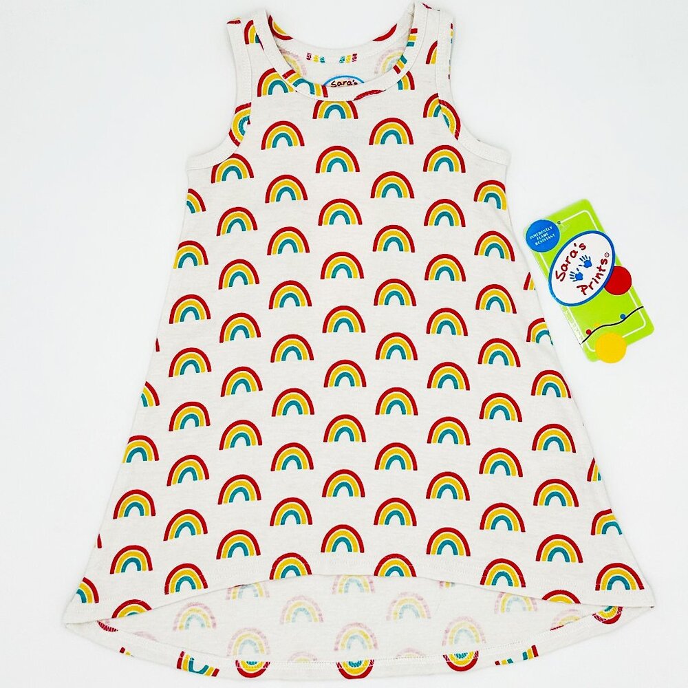 NWT Sara’s Prints Girls Rainbows Hi/Lo Nightgown Toddler 2T (Tag 2)